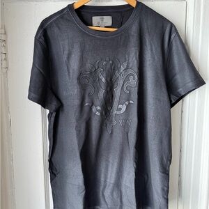 John Varvatos Black Embossed Crest Short Sleeve Tee